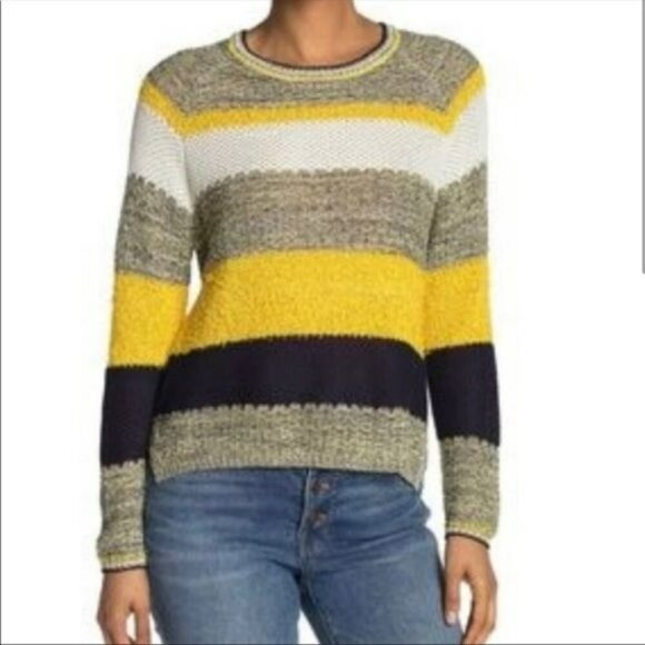 Ceny Striped Fisherman Knit Sweater Yellow Black XL - Picture 9 of 9